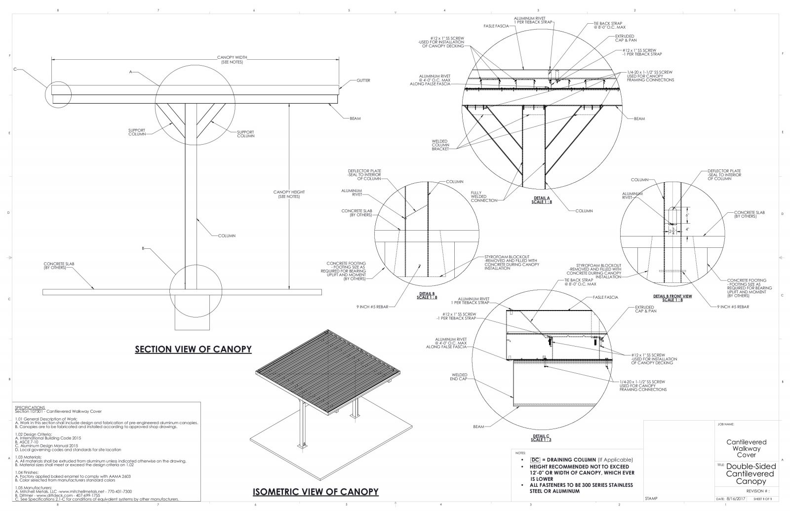 Cantilever Canopy Download Metal Canopy CAD From Mitchell Metals