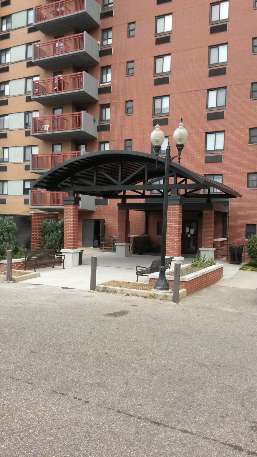 metal canopy at JFK Apartments